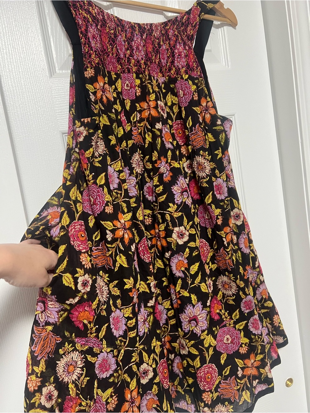 Free People Oh Baby Floral Mini Dress Black Multicolor Boho XS - Picture 6 of 8